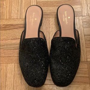 Black Sparkle Kate Spade Mules